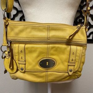 Yellow leather Fossil crossbody bag
